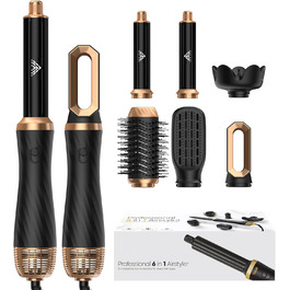 Air Styler 6 в 1: Набір для укладки волосся з фен-щіткою, дифузором та плойкою. Чорний