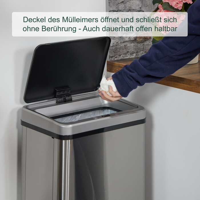 Relaxdays Stainless Steel Trash Can with Sensor