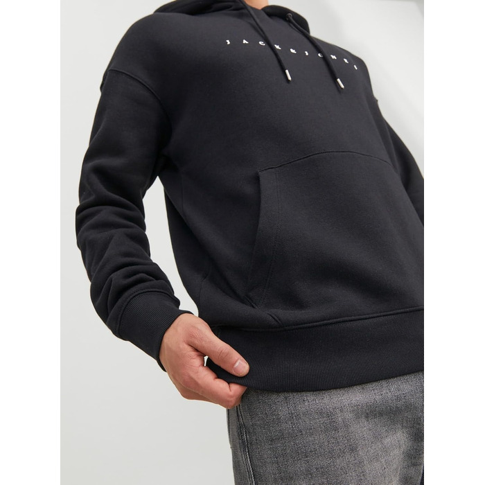 Чоловічий худі Jack & Jones JJestar JJ Sweat Hood, Relaxed Fit, чорний, розмір XXL