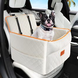 Washable Dog Car Seat for Small to Medium Dogs with Leash & Storage Pockets - Elevated Dog Bed for Back or Front Seat