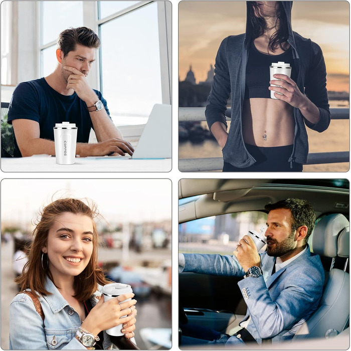 Термокружка Flintronic 510 мл з подвійними стінками, з нержавіючої сталі, з кришкою, для кави та чаю