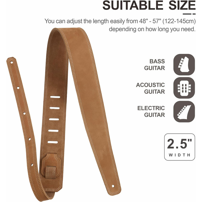 Накладка для гітари Nefelibata з повного нубуку, 76 см, з підкладкою з піни та петлею для кабелю, для акустичної, бас та електрогітари - Хакі