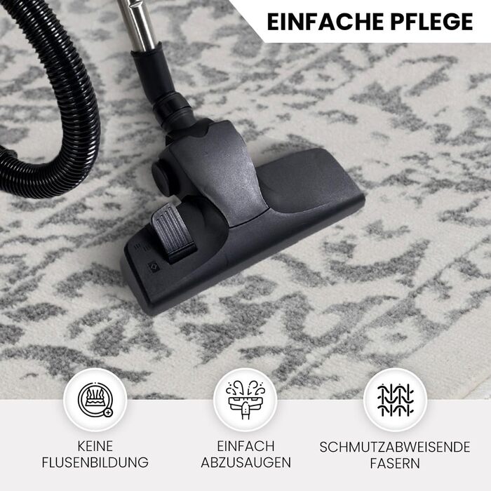 Килим Livabliss Palermo Vintage - Східний стиль, 160x216 см, для вітальні, їдальні, спальні - Бохо, короткий ворс, легкий у догляді, кольори слонова кістка та сірий