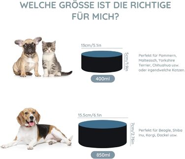 Миска для собак та котів SPUNKYJUNKY з кераміки, велика, 850 мл, піднята на бамбуковому стійці, колір «Зоряне небо»