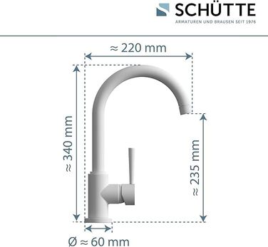 Кран кухонний SCHÜTTE Cornwall, 360° поворотний, з однорідним змішувачем для раковини, преміум якість