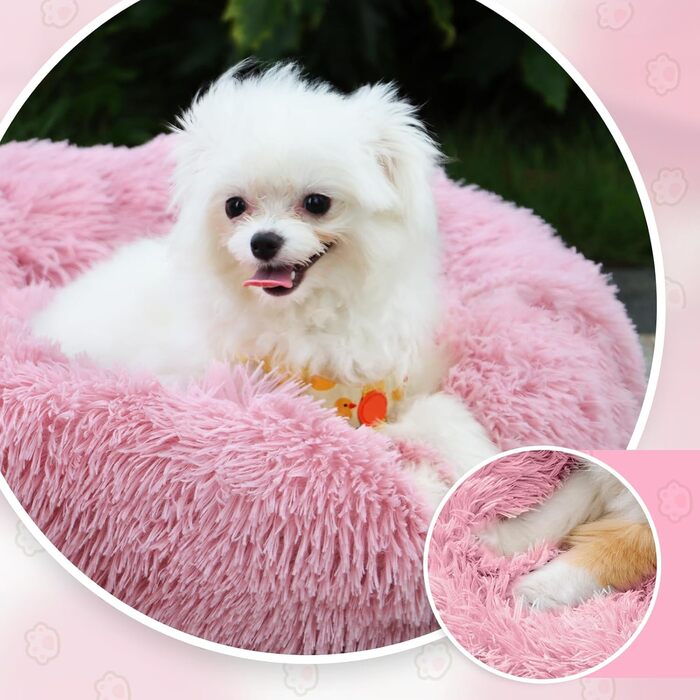 М'яке кругле ліжко для собак та котів, 50 см, рожеве. Легко миється, не слизьке, розмір L 50x50x20 см