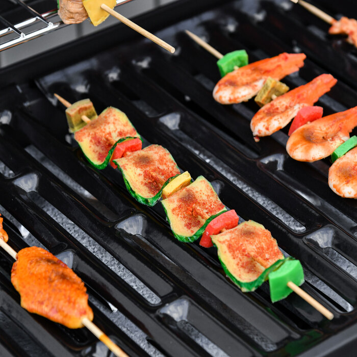 Газовий гриль Outsunny BBQ з візком, 6 конфорок, 1 бічна конфорка, шафка, багатофункціональний, метал, чорний, 135 x 50 x 100 см | Aosom