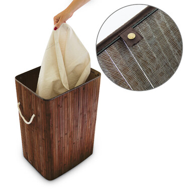 Relaxdays Bamboo Laundry Basket, Square