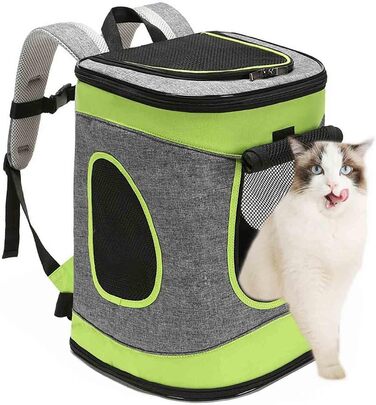 Складана переносна переносна коробка для собак і котів. Транспортна сумка для автомобіля та авіаперельотів. Рюкзак для тварин, сірий та техногортий колір.