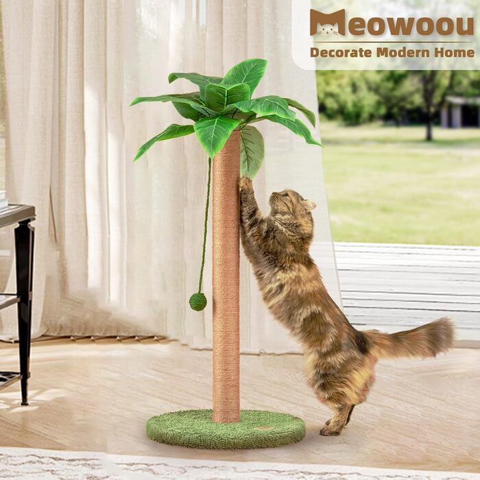 84 cm Scratching Posts Cute Cat Scratcher Kitten Scratch Tree with Sisal Rope for Indoor Cats Palm Cat Scratching Tree with Dangling Balls for Small Cats
