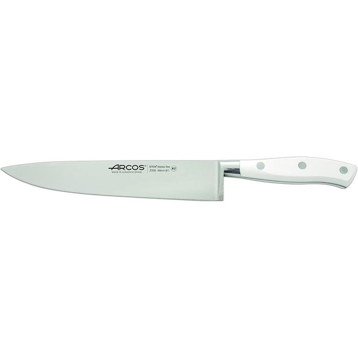 Набір ножів Arcos Riviera (5 шт.) з нержавіючої сталі, Santoku, 180 мм, рукоятка POM, білий (з підставкою)