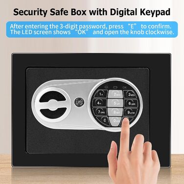 Міцний сейф Tresor Klein з кодовим замком, електронний настінний сейф Vankarr для дому, готелю, офісу, дітей, зберігання грошей, 23*17*17 см