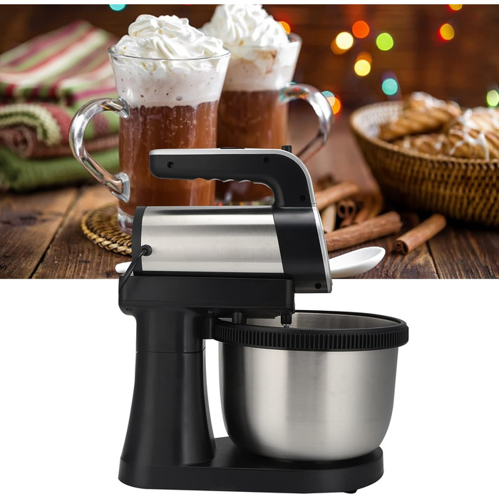 Stand Mixer, 2-in-1 1000W 5-Speed Tilt-Head Electric Hand Mixer with 4-Liter Stainless Steel Bowl, Dough Hooks, Whisk, and Beaters, Multifunctional Household Kitchen Mixer for Everyday Use