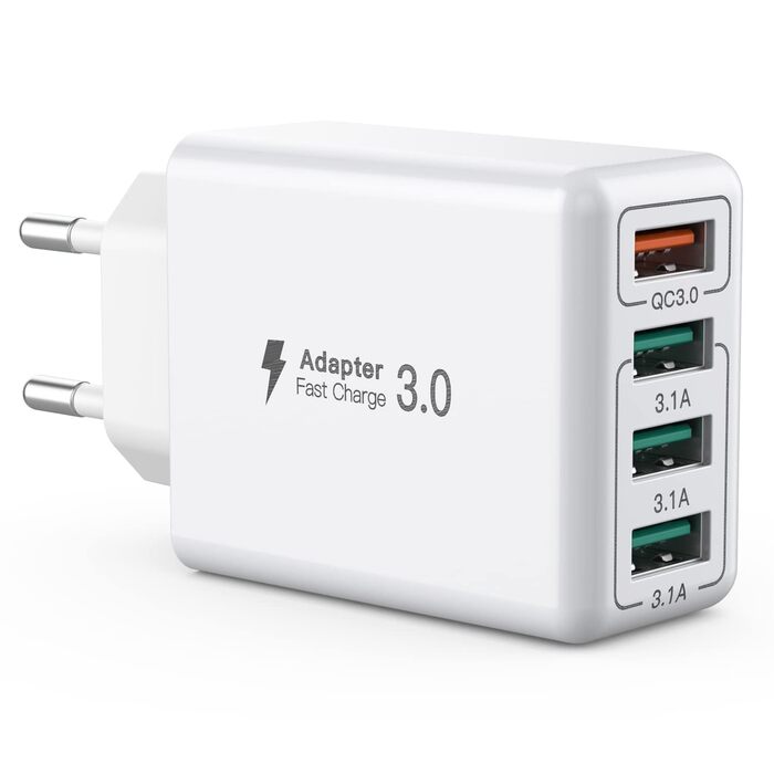 Зарядний пристрій USB-C 40W, 4 порти, PD+QC, для iPhone 12/13/14/15/Pro Max/XS/XR/8/7, Samsung, планшетів (Сірий)