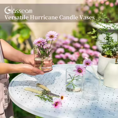 Glasseam Glass Cylinder Vase Small Vases for Table Decoration, Clear Flower Vase Modern Glass Vases Piece, 10 x 8.5 cm Flower Vases Glass Cylinder Candle Holders Table Vase for Living Room Wedding Decoration (6, 10cm)