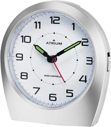 Atrium Funkwecker Analog Quartz Silent Movement Classic Design Matte Silver A620-19