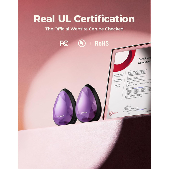 Електричні грілки для рук OCOOPA 2 шт. - стильні, у формі діаманта з магнітом, акумуляторні, для жінок, подарунок, Raynaud, піші прогулянки, кемпінг, лавандовий колір