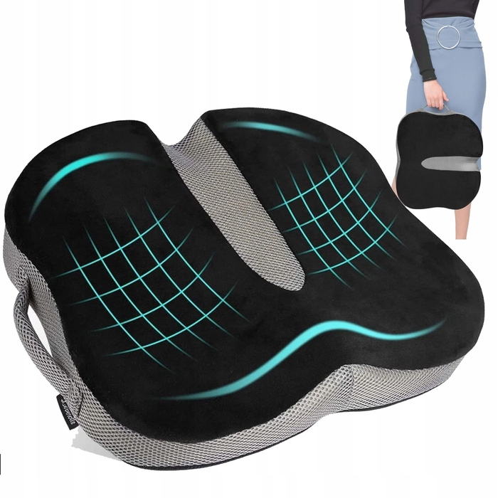 Ортопедична подушка для сидіння з ефектом пам'яті (Memory Foam) — профільна, для офісу