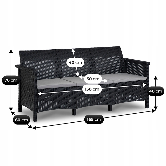 Комплект меблів для відпочинку MEBEL ELITE, техноротанг, чорний, 4 предмети