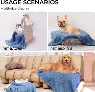 М'яка флісова підстилка для собак та котів Luciphia (3 шт. в наборі) - 45x75 см, блакитний+бежевий+сірий