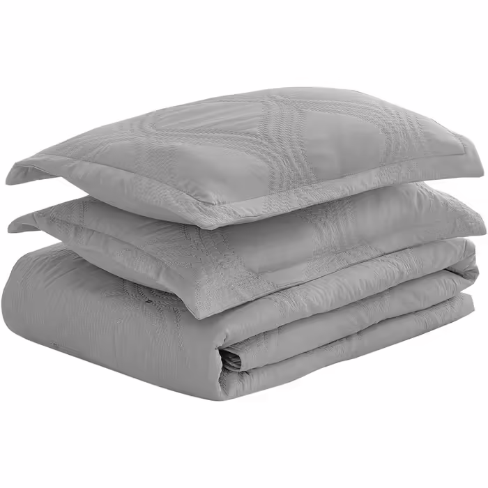 Luxe Bedding 3-Piece Set with Coverlet and Coverlet Set, Solid Color, Lightweight, Oversized, Cotton Filled, Quilted, Quilted Bedding Set, for Queen Size Beds (Full/Queen, Charcoal / Peace)