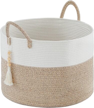 YOUDENOVA Woven Laundry Basket Large 65L Basket Storage Basket Blanket Toy Basket for Living Room Children's Room Storage Basket Laundry Collector 50x33 Brown