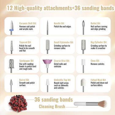 Електричний набір для манікюру та педикюру Golden 12 в 1: фрезер для нігтів, фрезер для гелю, акрилу, набір для манікюру та педикюру