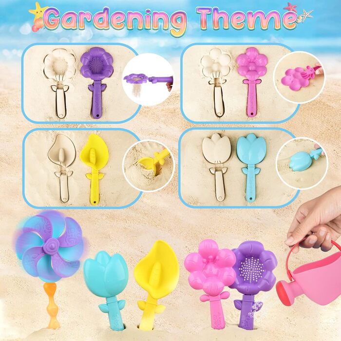 Joyreal 46-Piece Sand Toy Ice Cream Set for Girls and Boys - Sandbox Toys, Beach Toys, Kids with 4 Sand Shovels, Bucket, Sand Molds, Mesh Bag for Kids