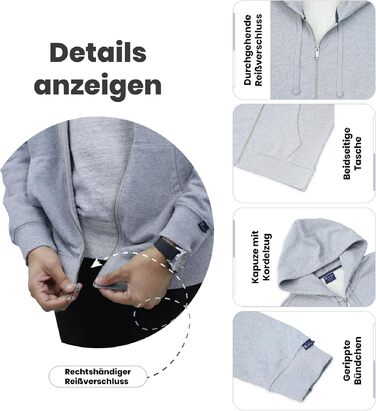 Зіп-худі SoftSpun унісекс, 100% бавовна, колір Heather Grey, розмір S