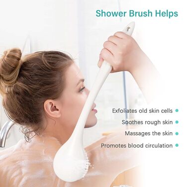 Щітка для душу Brencco з довгим руків'ям, для чищення спини та тіла, антиковзка, для догляду за шкірою