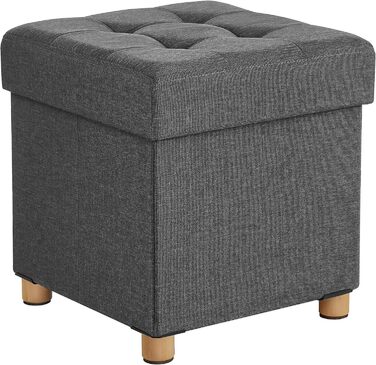 Складаний пуф SONGMICS зі сховищем, 38x38x40 см, до 300 кг, шкіряний, шифр-графіт, для вітальні, спальні