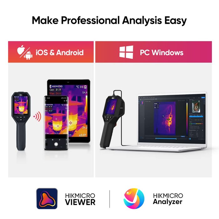 Тепловізор HIKMICRO B01 з роздільною здатністю 256x192, Wi-Fi, 49.152 пікселів, 3.2