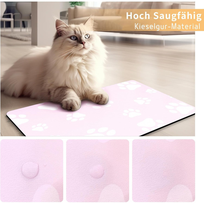 Підкладка під миску для котів JanYoo 50x35 см, водовідштовхувальна, неслизька, сіра (3-Рожевий)