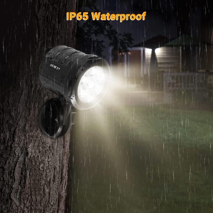 ASOFTY Motion Sensor Outdoor Battery Spotlight with Remote Control, 6 LED Wireless Battery-Powered 1000LM Spot Lamps, IP65 Waterproof Security Lamps for Garden, Garage, Indoor & Outdoor (Black)