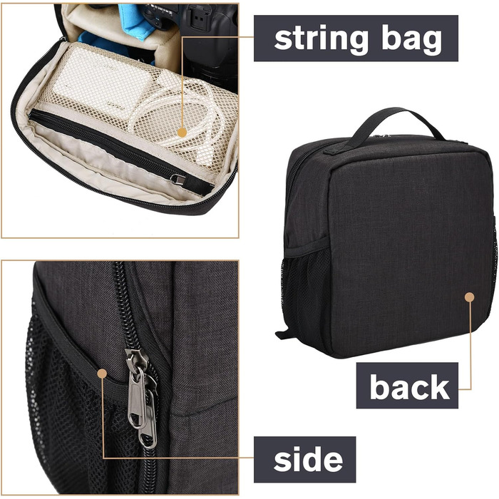 Чохол-вставка для камери BAIGIO з м'якою підкладкою, захисний, для об'єктивів та фотообладнання Sony, Canon, Nikon (чорний)