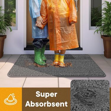 При entryway килимок Mibao 50x80 см, вологопоглинаючий антиковзаючий килим для вхідних дверей, світло-сірий