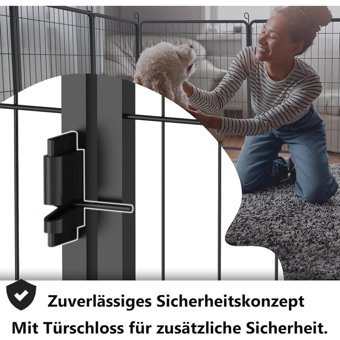 Вольєр для цуценят/собак 6 секцій, 80x65 см, розкладний, з дверима та ґрунтовими анкерами, для внутрішнього/зовнішнього використання, вологостійкий