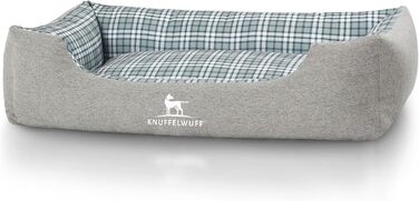 Knuffelwuff Dog Bed Dreamline from Velour XXL 120 x 85cm - Removable Cover - Easy to Clean - for Large, Medium and Small Dogs (Grey/Green, L 105 x W 75 x H 25 cm)