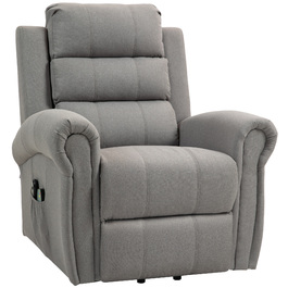 HOMCOM Lift Chair with Power Assist, 8 Massage Points, Heated Backrest, Linen-Look Fabric, Grey