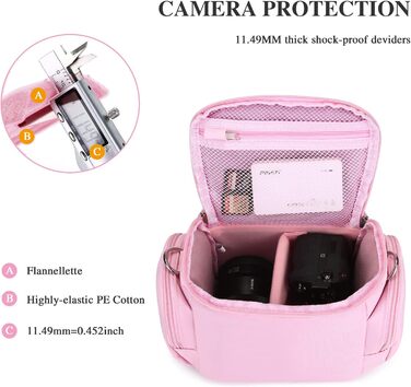 Сумка для камери Baigio: фотосумка для DSLR/SLR камер, об'єктивів та аксесуарів (рожева)