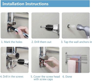 Тримач для рушників JSVER поворотний на 180°, з нержавіючої сталі 304, з 3 висувними рушниками до 50 см, для кухні, ванної кімнати, гардеробу, монтаж на стіну (срібло)