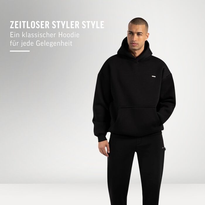 SMILODOX Худі Dawson для чоловіків - Оверсайз толстовка з капюшоном - З довгим рукавом, Ідеально для спорту, стилю вулиці та повсякденного носіння, Зручна та універсальна, Чорний колір