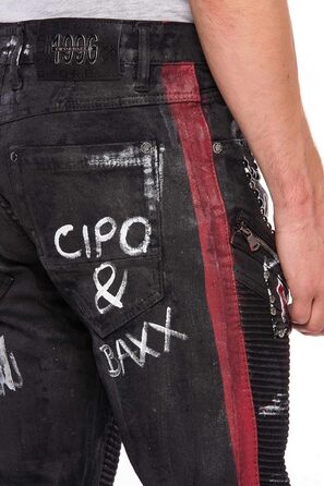 Чоловічі джинси Cipo & Baxx Straight Fit Denim Rockig Design Ripped Biker W38 L32 Чорні