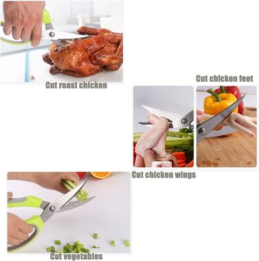 The multifunctional scissors, poultry shears, and seafood shears. This three-piece set meets most kitchen needs, premium heavy-duty scissors.