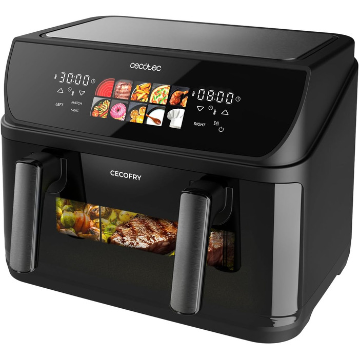 Фритюрниця Cecotec Cecofry&Grill Duoheat 10000 з грилем, 10 л, 2800 Вт, подвійний нагрів, чорний | Air Fryer