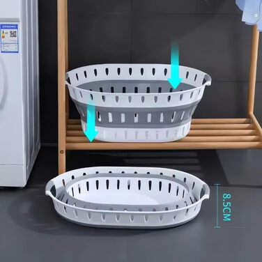 Набір з 2 складаних кошиків для білизни König Design, 36 л, міцний, компактний, 60x43,5x23 см, сірий/білий — багатофункціональний контейнер для зберігання