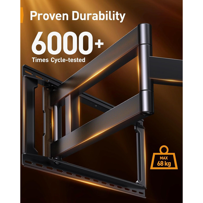 Кріплення для телевізора Perlegear: 42-90 дюймів, до 68 кг, подовжений кронштейн, повний рух, VESA 800x400 мм