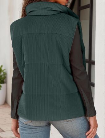 Жіноча тепла зимова жилетка FEOYA з коміром-стійкою, короткий фасон, степкова жилетка з пухозаповнювачем, без рукавів, для переходу між сезонами, тепла, зелена (M)