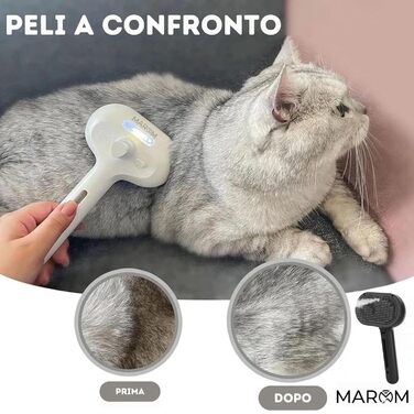 Парова щітка для котів та собак MAROM, самоочисна, для короткої та довгої шерсті, чорна