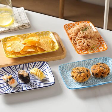 Набір тарілок Selamica Servierplatte: 6 прямокутних тарілок для закусок, десертів, суші та фруктів, 18 × 10.5 см